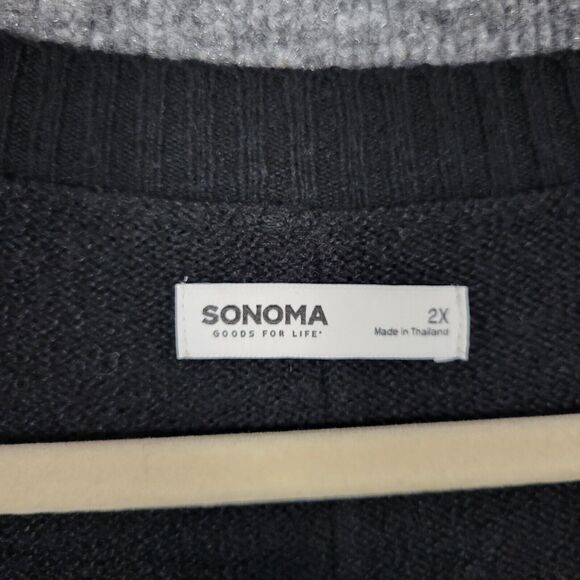 Lot of 2 NWT SONOMA Black & Cream V-Neck Cozy Long Sleeve Sweater SIZE 2X - Picture 9 of 16
